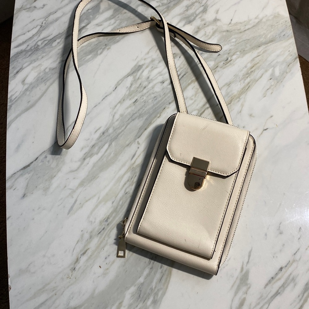 Cream cross body purse